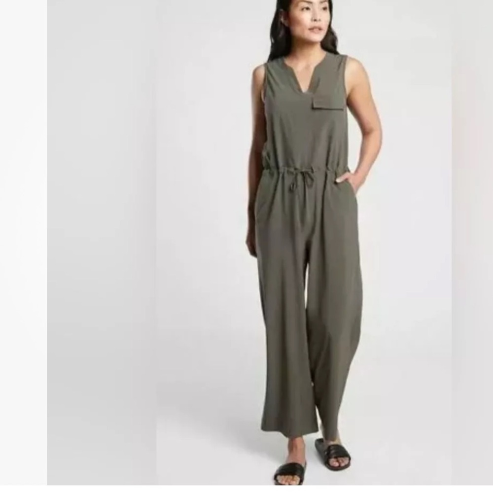 Athleta Olive Green Sleeveless Jumpsuit